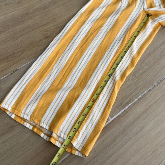 PacSun Kendall & Kylie Yellow Striped Linen Blend Jumpsuit Size Large Wide Leg - Picture 3 of 13